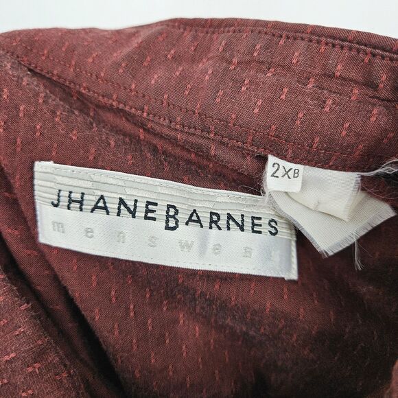 Jhane Barnes Shirt Mens 2XB Button Up Cotton Maroon Abstract Long Sleeve Big - Picture 10 of 11